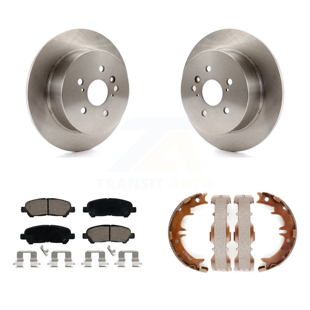 Rear Disc Rotors Ceramic Pads And Parking Brake Shoes Kit For 2008-2013 Toyota Highlander K8C-103824