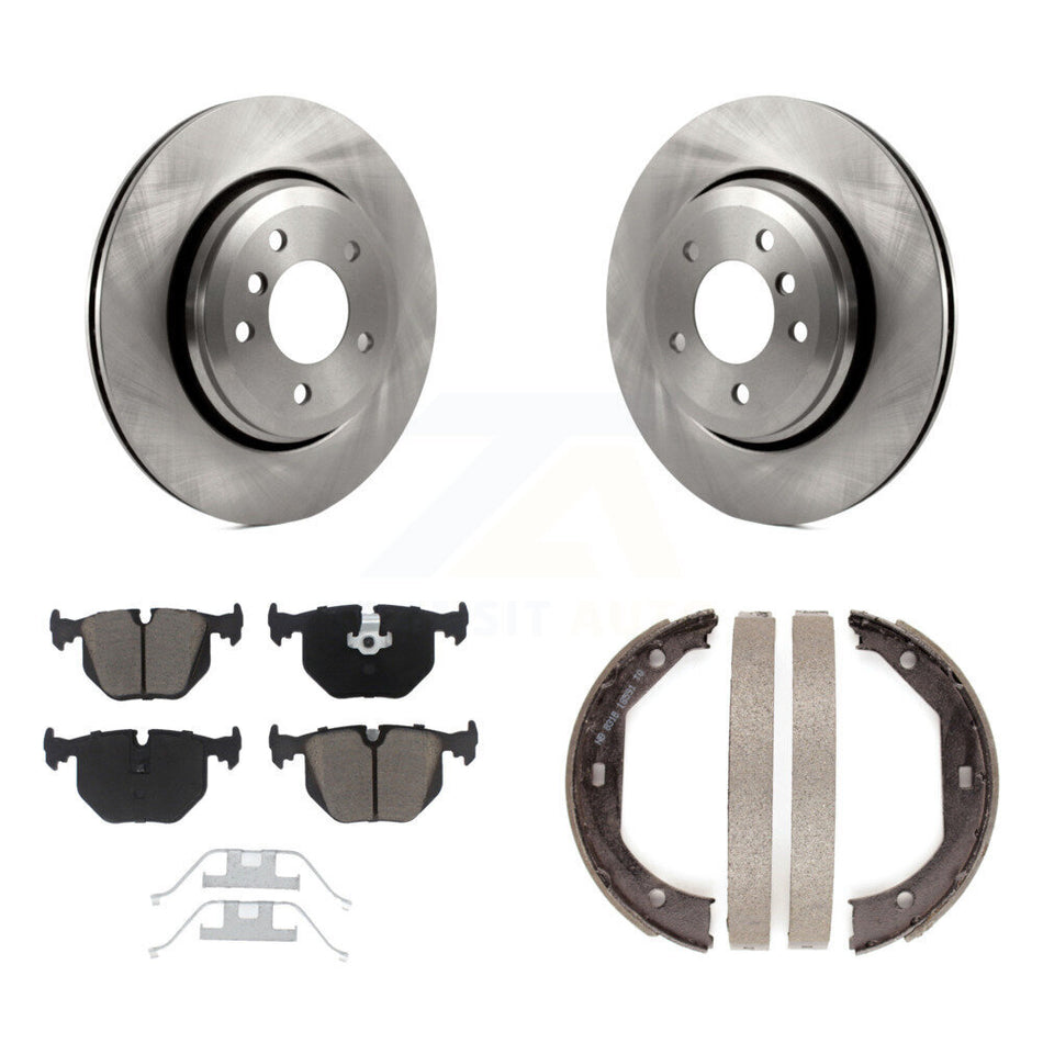 Rear Disc Rotors Ceramic Pads And Parking Brake Shoes Kit For BMW 330Ci 330i 330xi K8C-103825