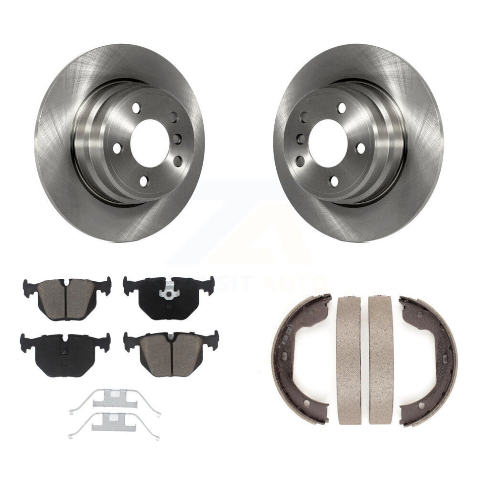 Rear Disc Rotors Ceramic Pads And Parking Brake Shoes Kit For BMW X5 K8C-103826