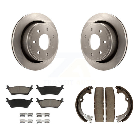 Rear Disc Rotors Ceramic Pads & Parking Shoes Kit For 12-14 Ford F-150 With 7 Lug Wheels K8C-103828