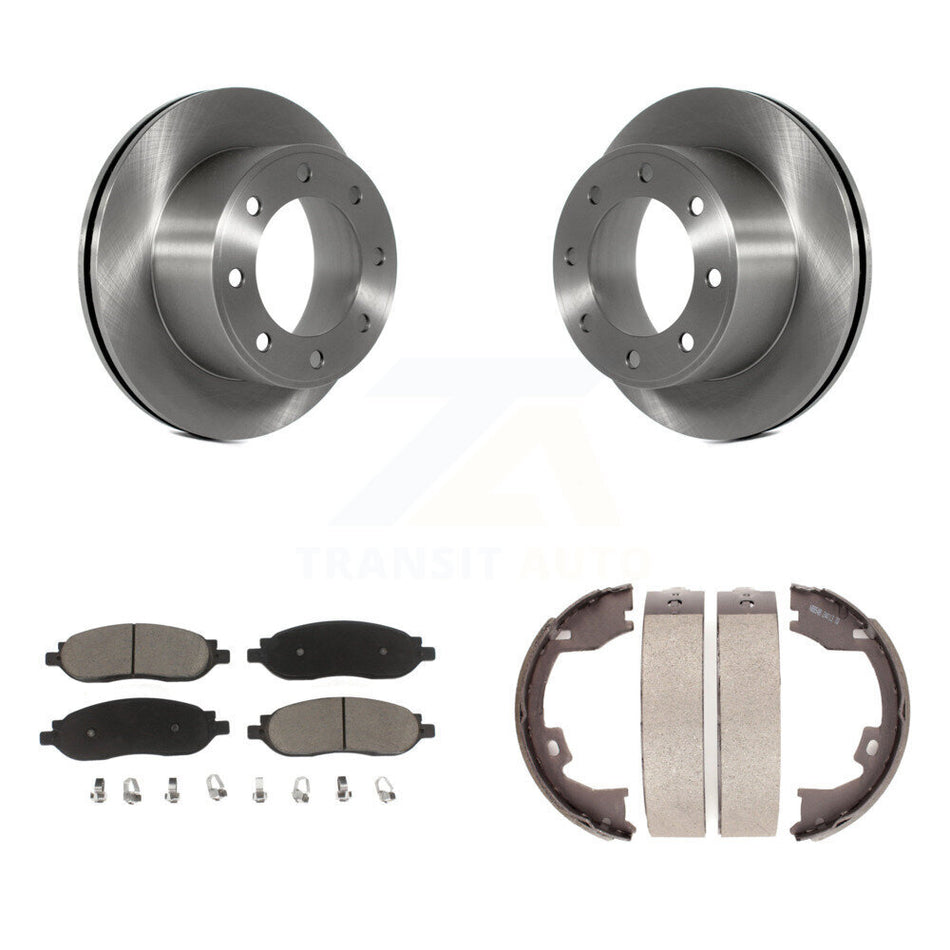 Rear Disc Rotors Ceramic Pads Parking Shoes Kit For 2005-2007 Ford F-350 Super Duty F-250 K8C-103846