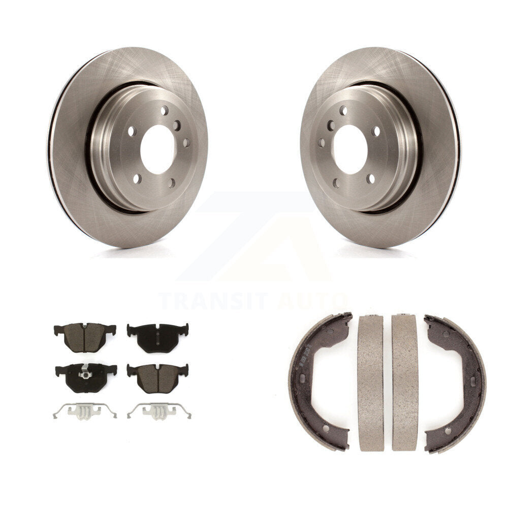 Rear Disc Rotors Ceramic Pads And Parking Brake Shoes Kit For BMW 530i 525i 528i K8C-103850