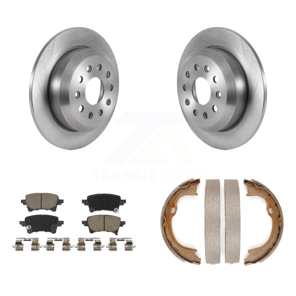 Rear Disc Rotors Ceramic Pads And Parking Brake Shoes Kit For Jeep Wrangler K8C-103866