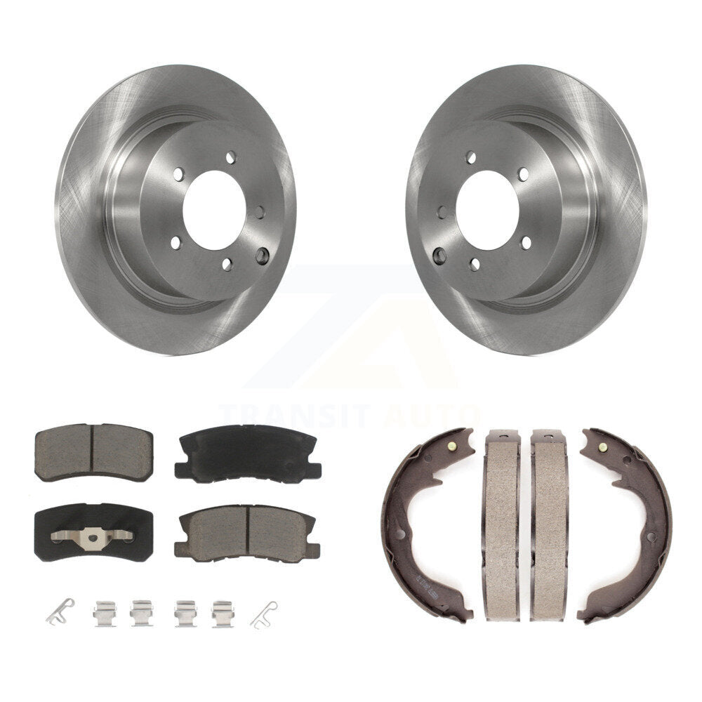 Rear Disc Rotors Ceramic Pads Parking Brake Shoes Kit For 2008 Mitsubishi Outlander 2.4L K8C-103881