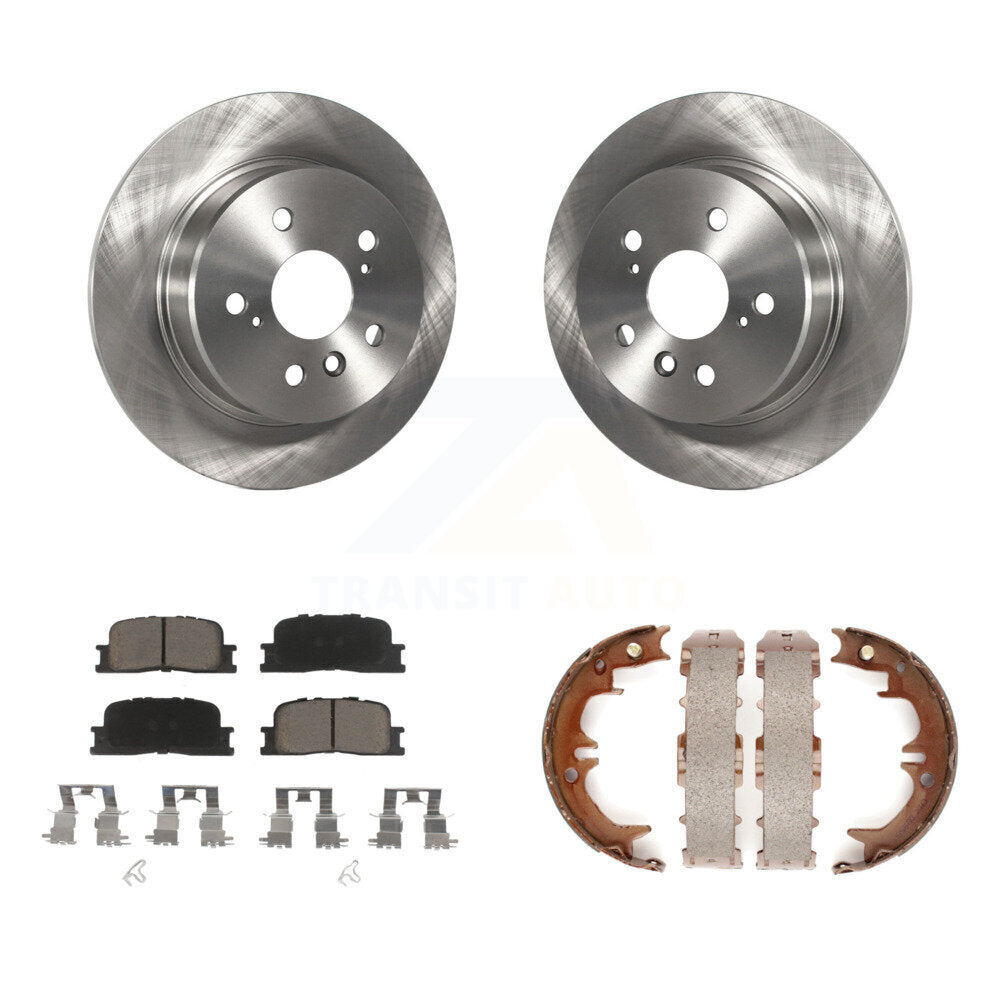 Rear Disc Rotors Ceramic Pads Parking Brake Shoes Kit For 2001-2003 Toyota Highlander AWD K8C-103884