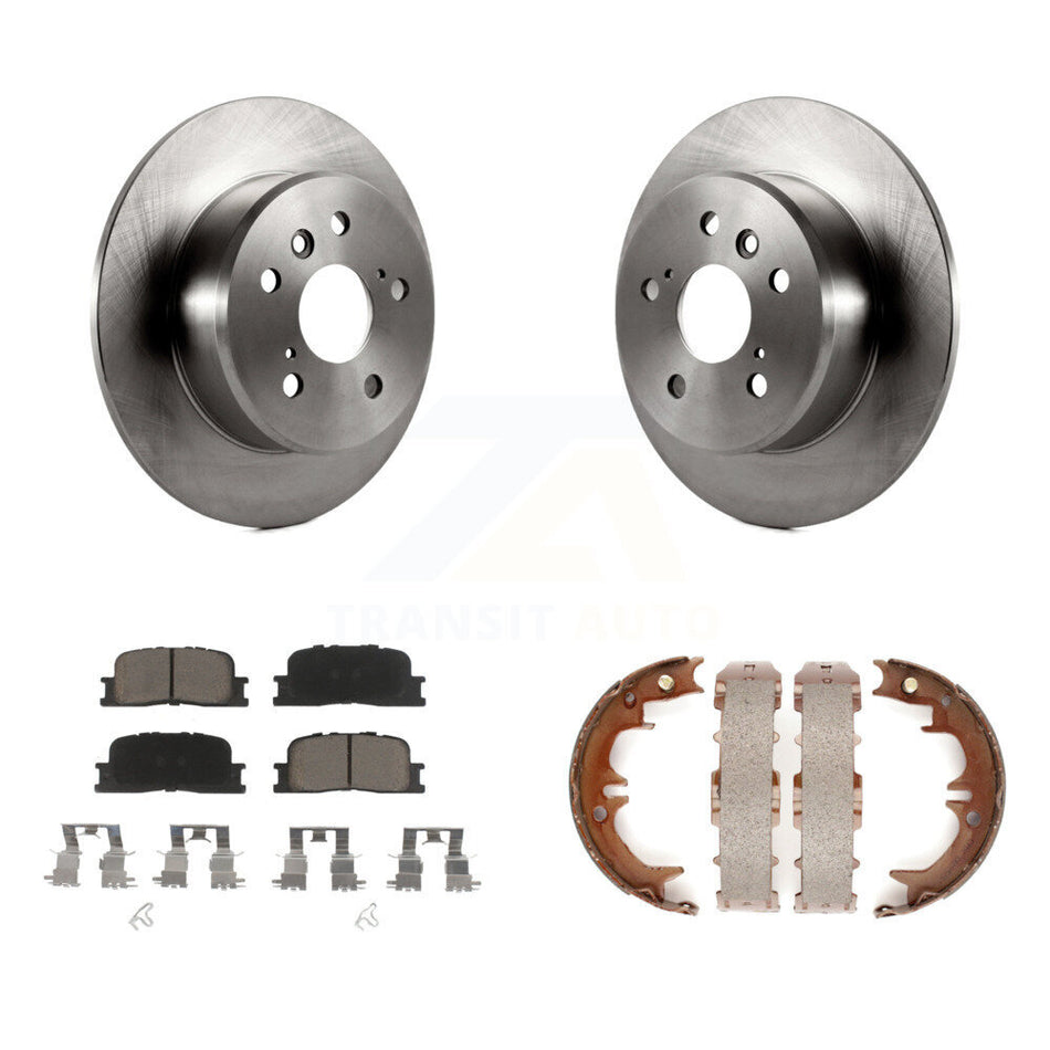 Rear Disc Rotors Ceramic Pads Parking Brake Shoes Kit For 2001-2003 Toyota Highlander FWD K8C-103885