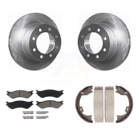 Rear Disc Rotors Ceramic Pads And Parking Brake Shoes Kit For Dodge Ram 1500 3500 2500 K8C-103889