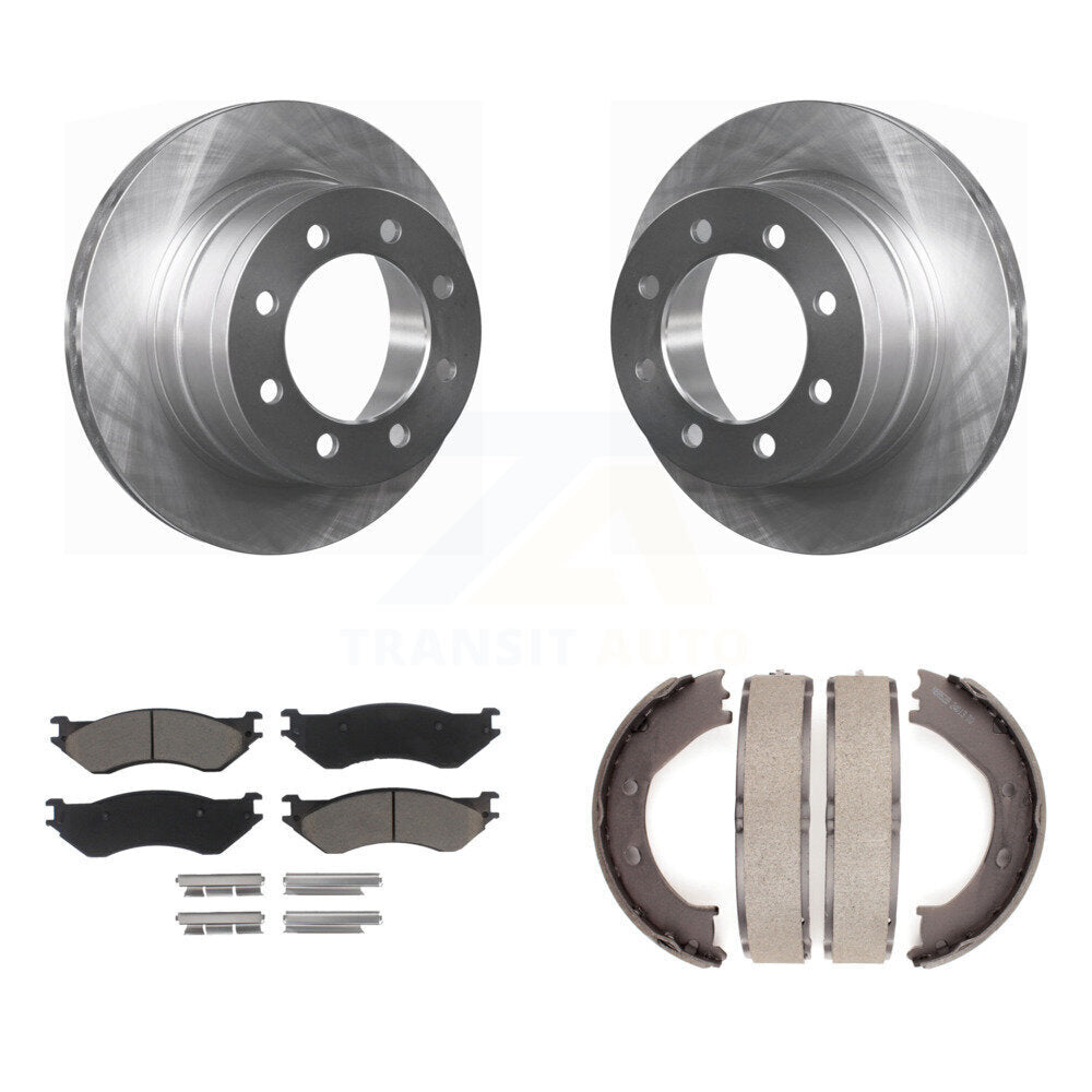 Rear Disc Rotors Ceramic Pads Parking Shoes Kit For 2008 Dodge Ram 1500 With 5 Lug Wheels K8C-103893