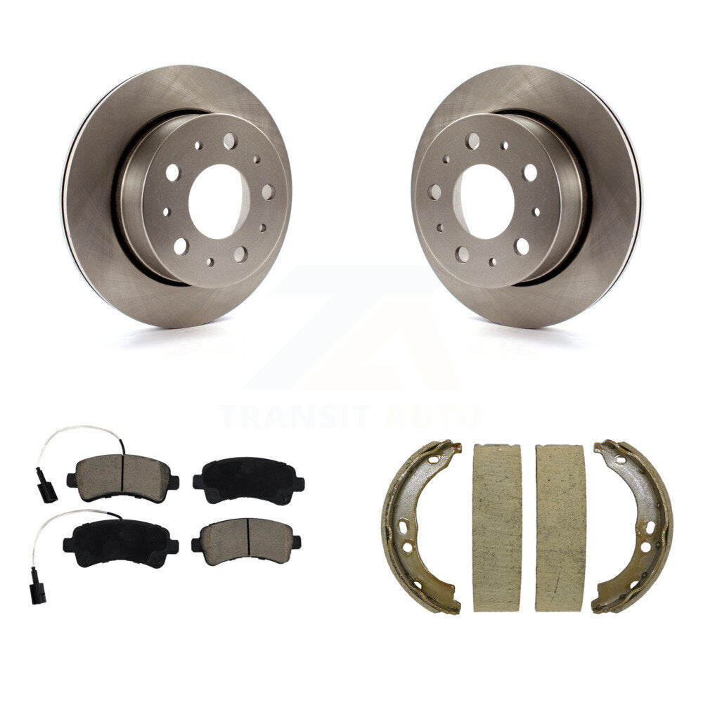 Rear Disc Rotors Ceramic Pads & Parking Brake Shoes Kit For Ram ProMaster 2500 3500 1500 K8C-103916