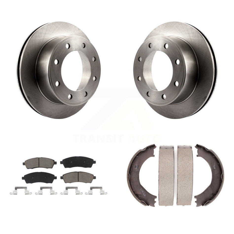 Rear Disc Rotors Ceramic Pads Parking Shoes Kit For Ford F-350 Super Duty F-250 Excursion K8C-103922