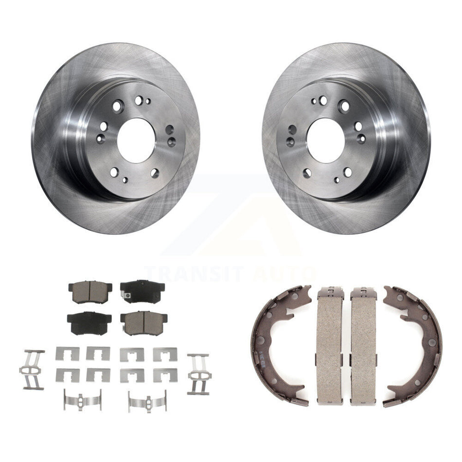 Rear Disc Rotors Ceramic Pads And Parking Brake Shoes Kit For 2002-2004 Honda CR-V K8C-103956