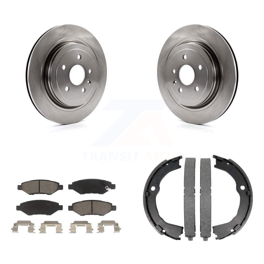 Rear Disc Rotors Ceramic Pads And Parking Brake Shoes Kit For Cadillac CTS K8C-103960