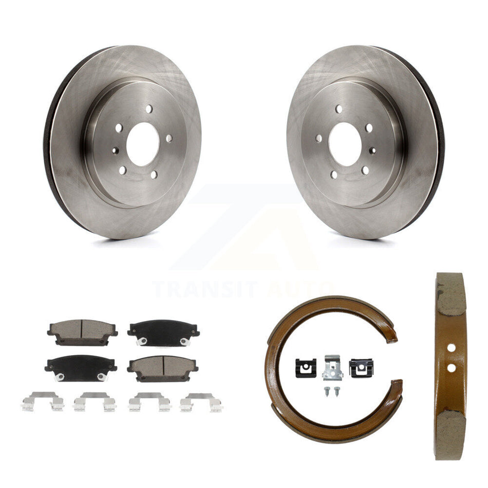 Rear Disc Rotors Ceramic Pads And Parking Brake Shoes Kit For Cadillac CTS STS K8C-103969