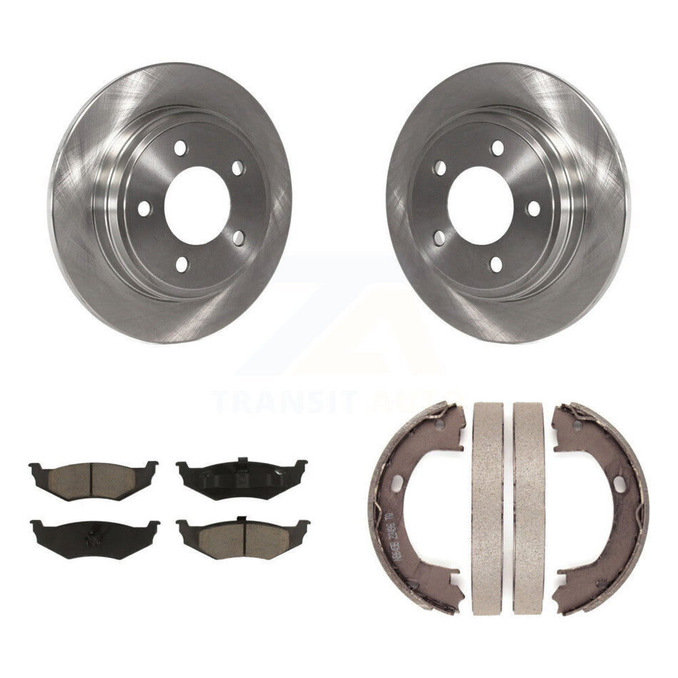 Rear Disc Rotors Ceramic Pads Parking Shoes Kit For Chrysler Intrepid Dodge Concorde 300M K8C-103970