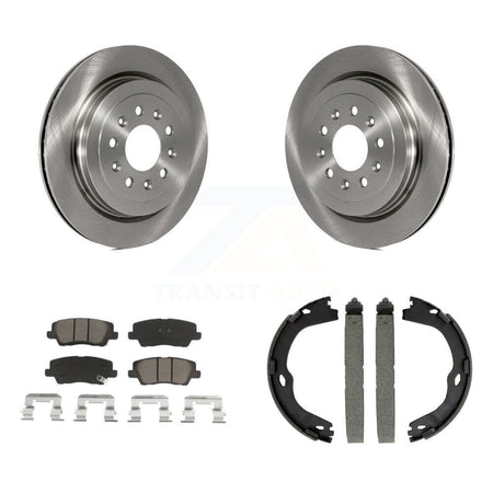 Rear Disc Rotors Ceramic Pads And Parking Brake Shoes Kit For Cadillac ATS K8C-103991