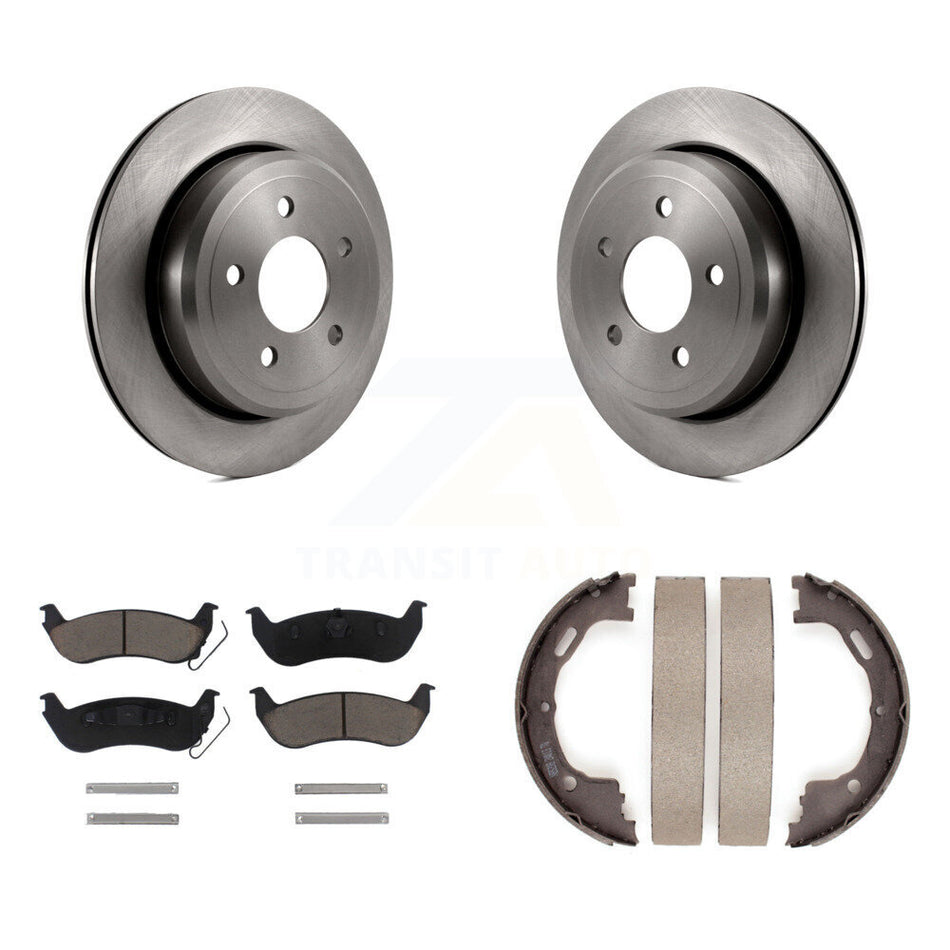 Rear Disc Rotors Ceramic Pads And Parking Shoes Kit For Ford Crown Victoria Mercury Grand K8C-103999