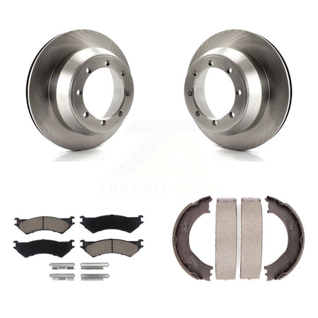 Rear Disc Rotors Ceramic Pads Parking Shoes Kit For Ford E-350 Super Duty Econoline Club K8C-104006