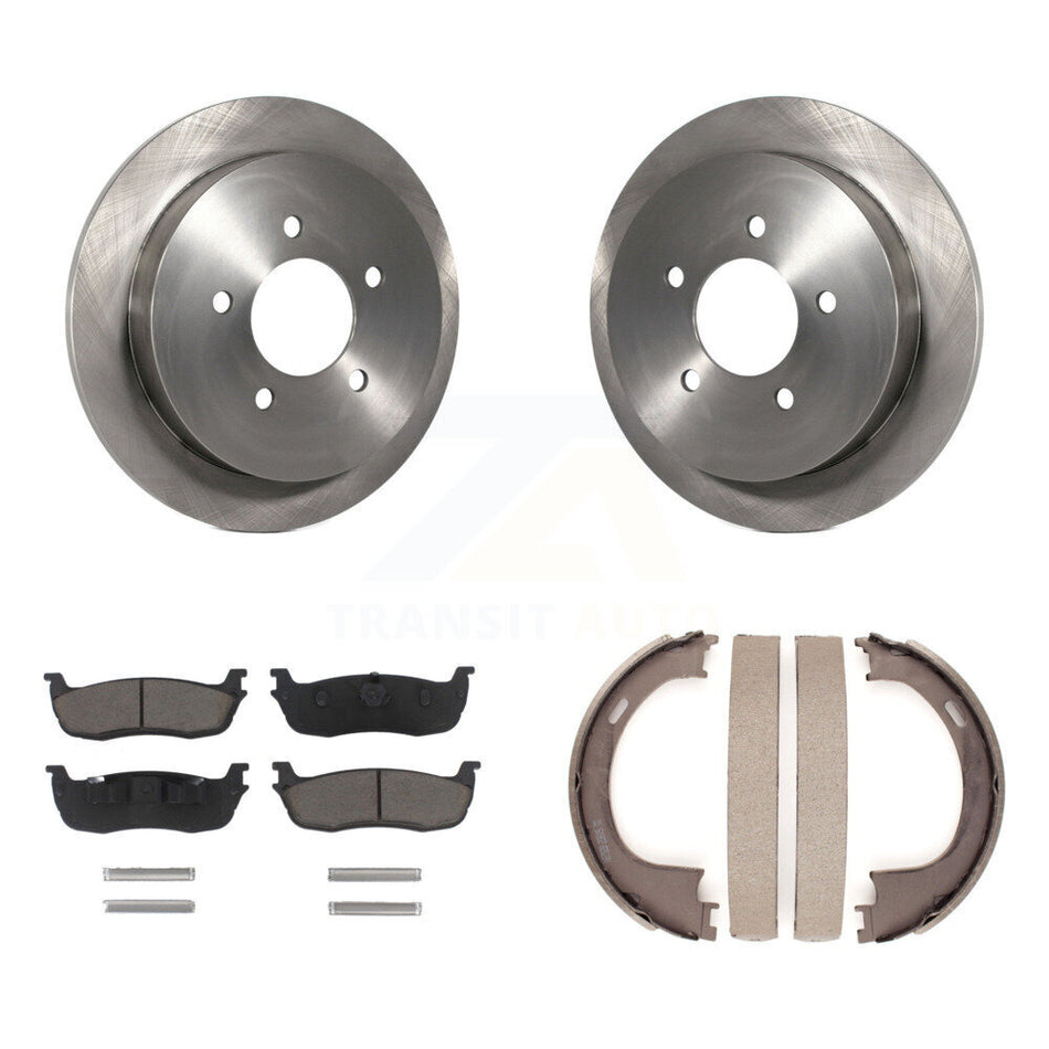 Rear Disc Rotors Ceramic Pads Parking Brake Shoes Kit For Ford F-150 Heritage Expedition K8C-104008
