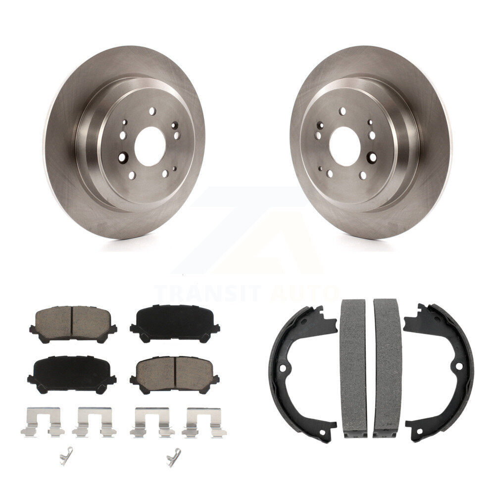 Rear Disc Rotors Ceramic Pads And Parking Brake Shoes Kit For 2014-2016 Acura MDX K8C-104021