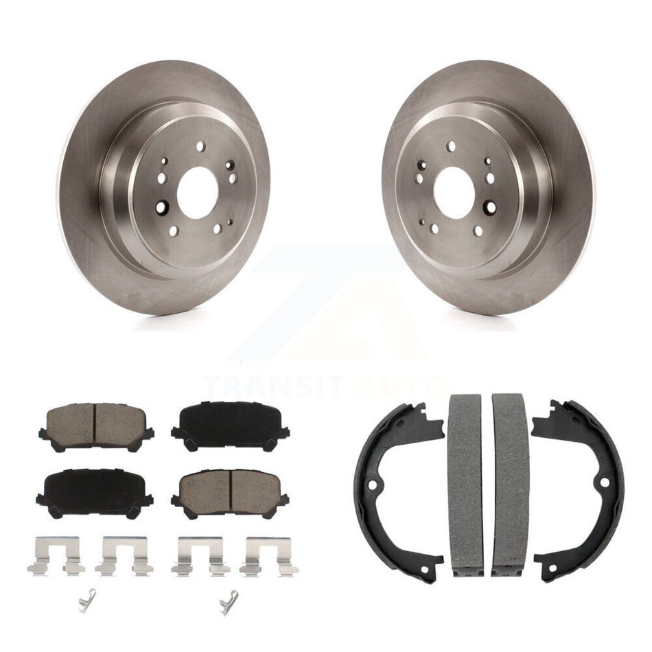 Rear Disc Rotors Ceramic Pads And Parking Brake Shoes Kit For 2014-2016 Acura MDX K8C-104021