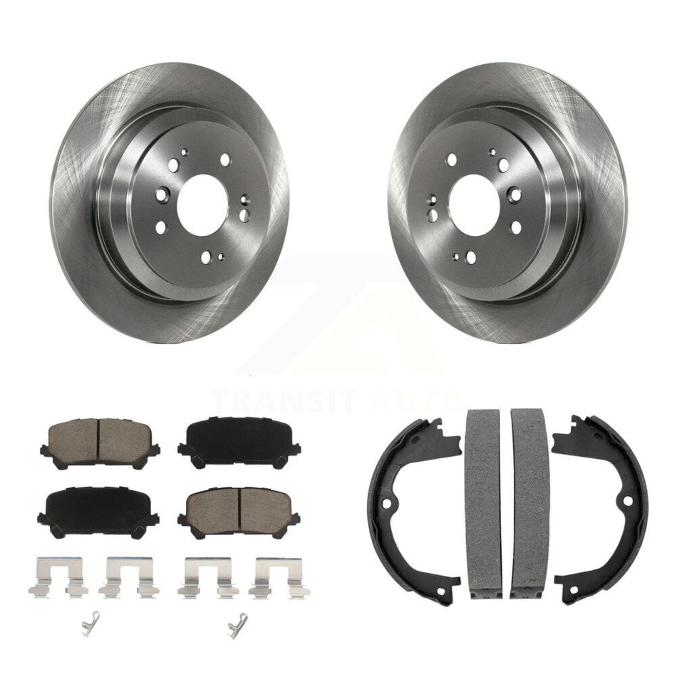 Rear Disc Rotors Ceramic Pads Parking Brake Shoes Kit For Honda Pilot Ridgeline Passport K8C-104022
