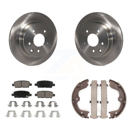 Rear Disc Rotors Ceramic Pads And Parking Brake Shoes Kit For INFINITI G35 Nissan 350Z K8C-104024