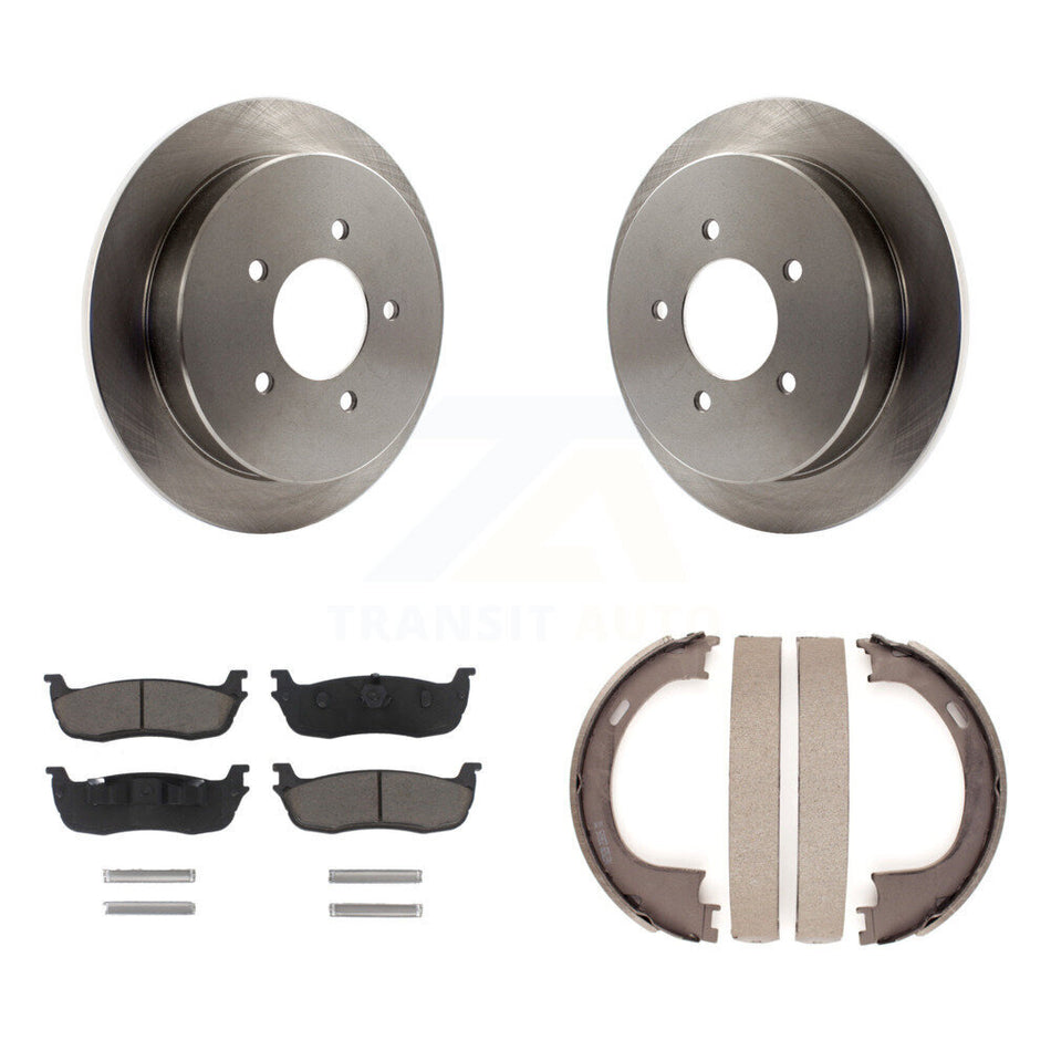 Rear Disc Rotors Ceramic Pads & Parking Brake Shoes Kit For Ford F-150 Expedition Lincoln K8C-104030