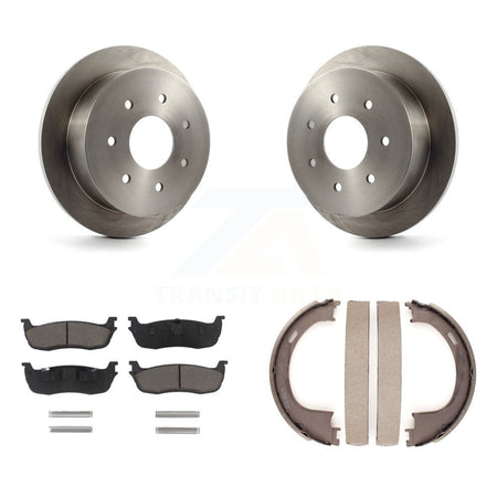 Rear Disc Rotors Ceramic Pads & Parking Shoes Kit For Ford F-150 F-250 With 7 Lug Wheels K8C-104031