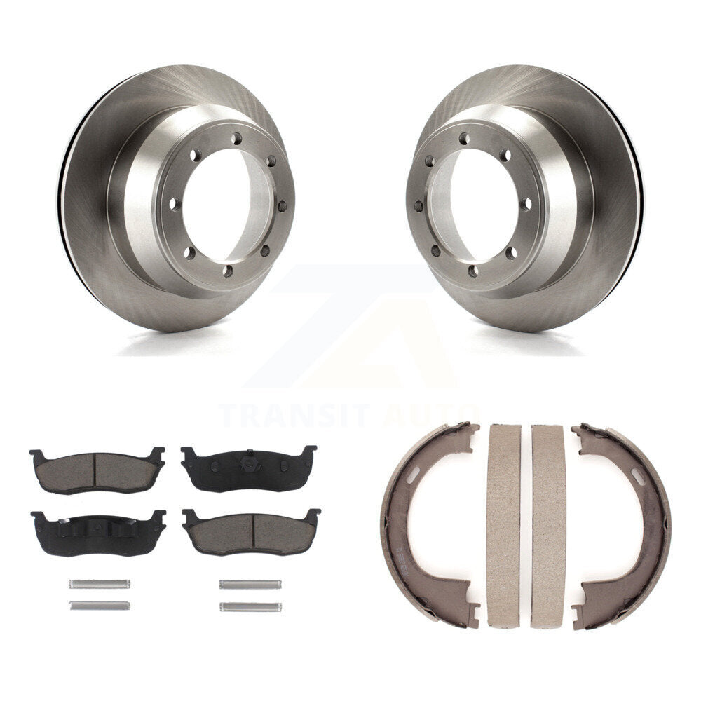 Rear Disc Rotors Ceramic Pads & Parking Shoes Kit For 01-03 Ford F-150 With 8 Lug Wheels K8C-104032