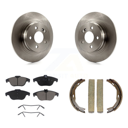 Rear Disc Rotors Ceramic Pads & Parking Brake Shoes Kit For Mercedes-Benz C300 C250 C230 K8C-104061