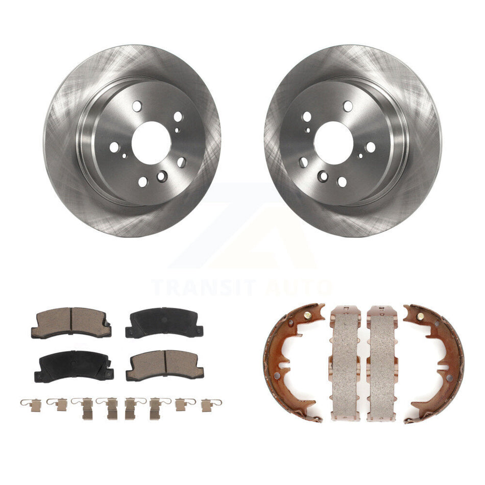 Rear Disc Rotors Ceramic Pads And Parking Brake Shoes Kit For 1999-2003 Lexus RX300 AWD K8C-104080