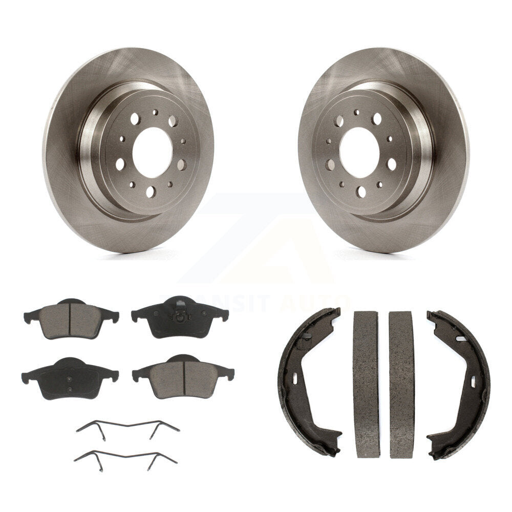 Rear Disc Rotors Ceramic Pads And Parking Brake Shoes Kit For Volvo XC70 S80 K8C-104081