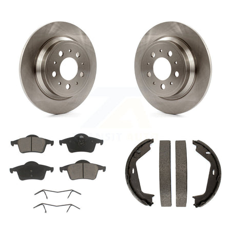 Rear Disc Rotors Ceramic Pads And Parking Brake Shoes Kit For Volvo XC70 S80 K8C-104081