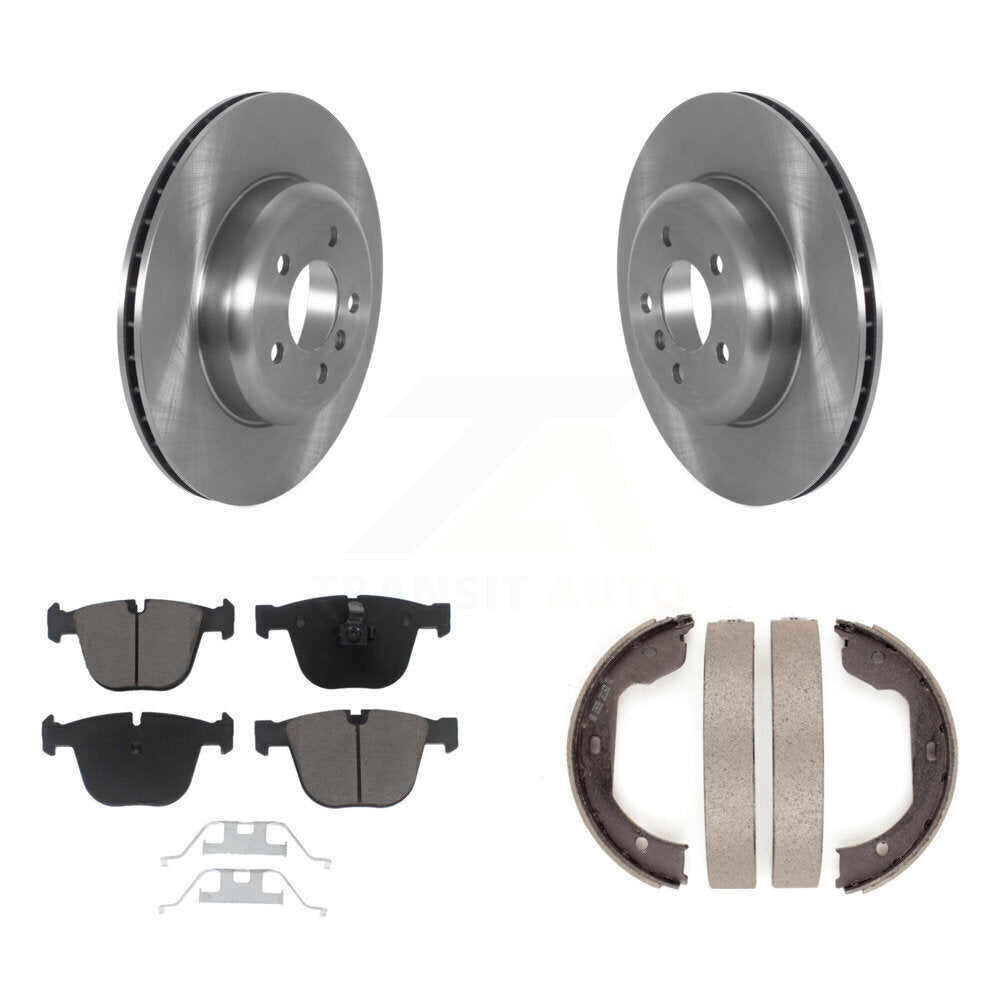 Rear Disc Rotors Ceramic Pads Parking Brake Shoes Kit For BMW 535i GT xDrive 740Li 740i 7 K8C-104112