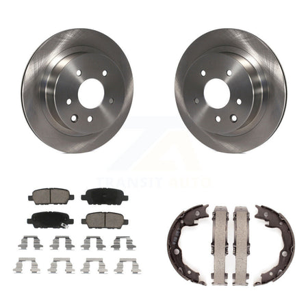 Rear Disc Rotors Ceramic Pads & Parking Brake Shoes Kit For Nissan Rogue LEAF Juke Select K8C-104122