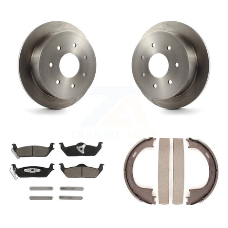 Rear Disc Rotors Ceramic Pads And Parking Brake Shoes Kit For Ford F-150 K8C-104135
