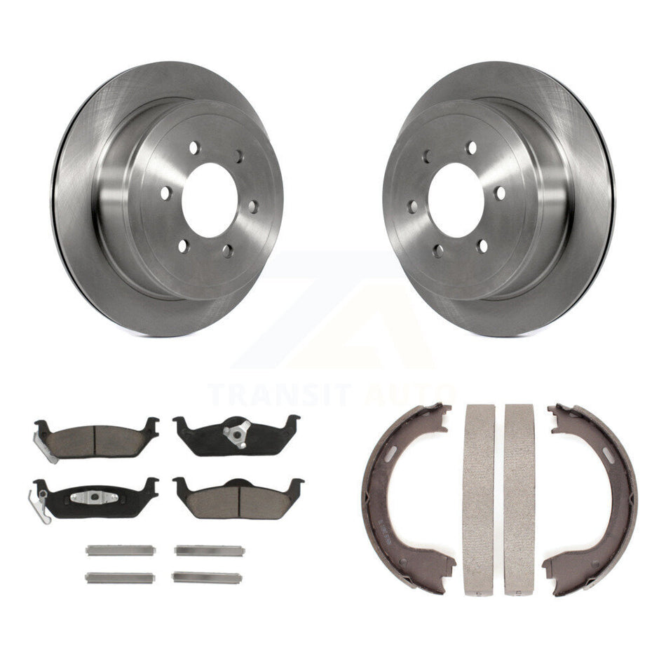 Rear Disc Rotors Ceramic Pads & Parking Shoes Kit For 09-11 Ford F-150 With 6 Lug Wheels K8C-104136