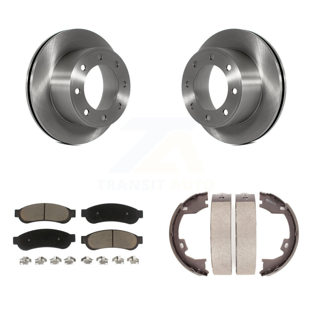 Rear Disc Rotors Ceramic Pads And Parking Brake Shoes Kit For Ford F-250 Super Duty F-350 K8C-104153