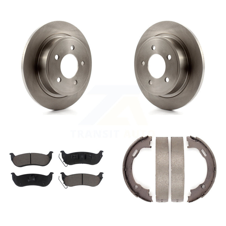 Rear Disc Rotors Ceramic Pads And Parking Brake Shoes Kit For 2004-2008 Chrysler Pacifica K8C-104154