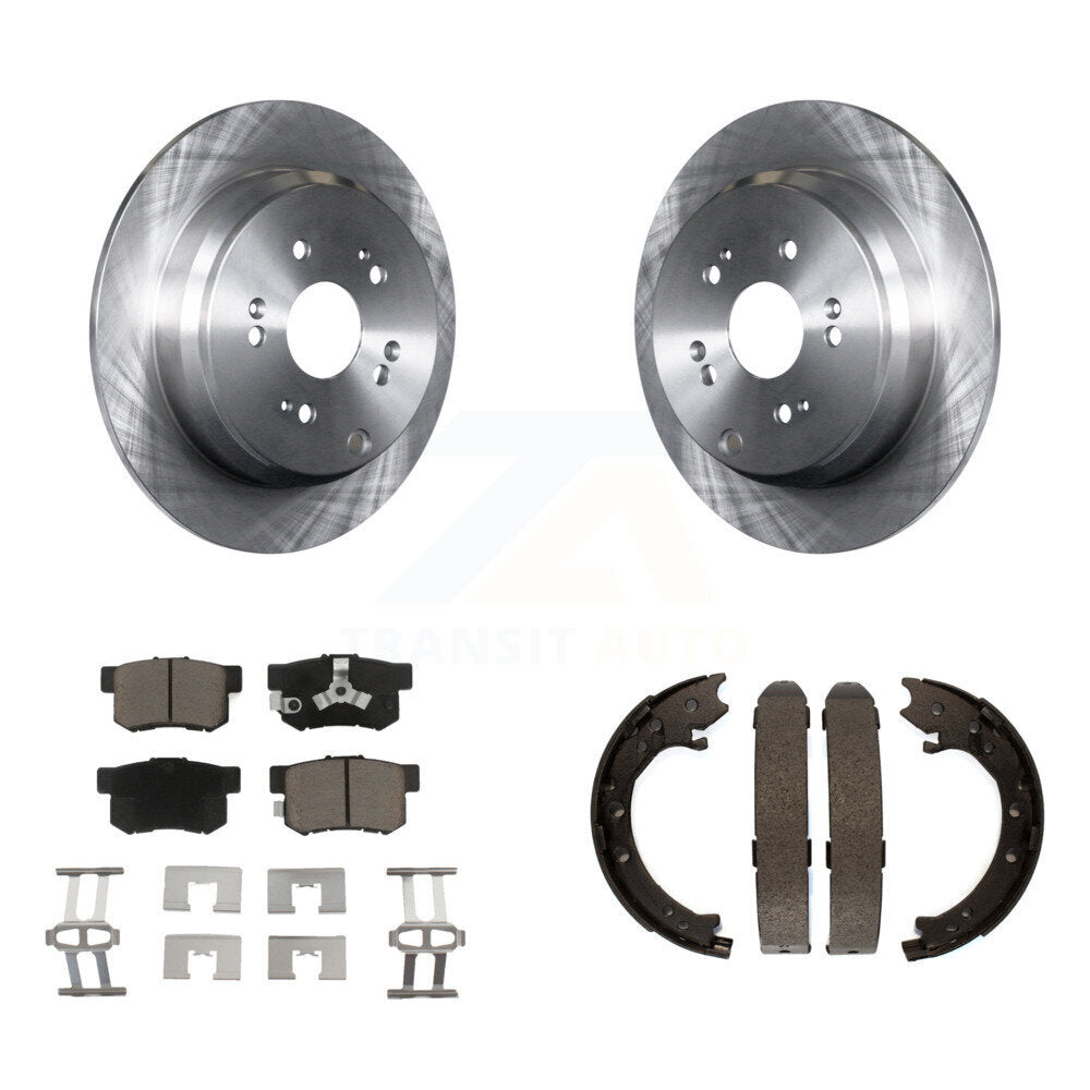 Rear Disc Rotors Ceramic Pads And Parking Brake Shoes Kit For 2005-2006 Honda CR-V K8C-104158
