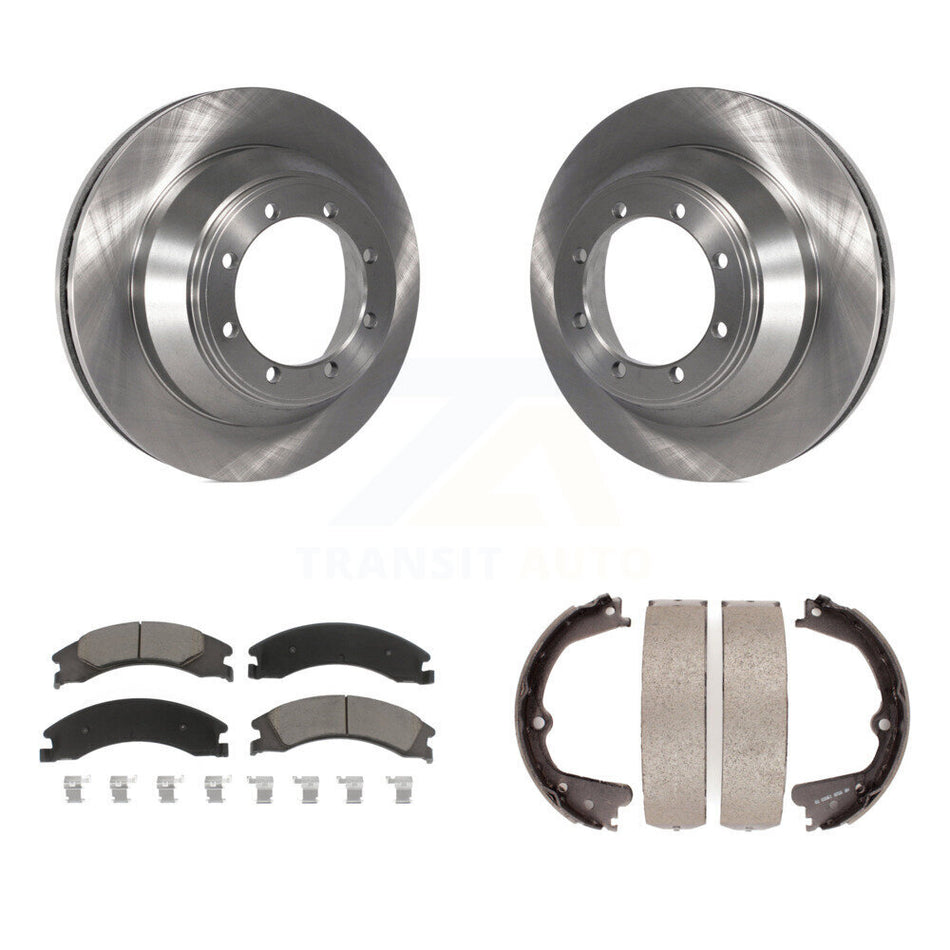 Rear Disc Rotors Ceramic Pads & Parking Shoes Kit For Ford E-450 Super Duty DIESEL engine K8C-104169