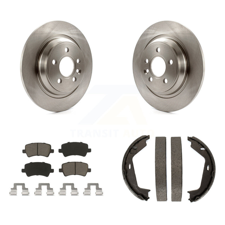 Rear Disc Rotors Ceramic Pads Parking Shoes Kit For 07-09 Volvo S80 AWD With Solid Rotor K8C-104176