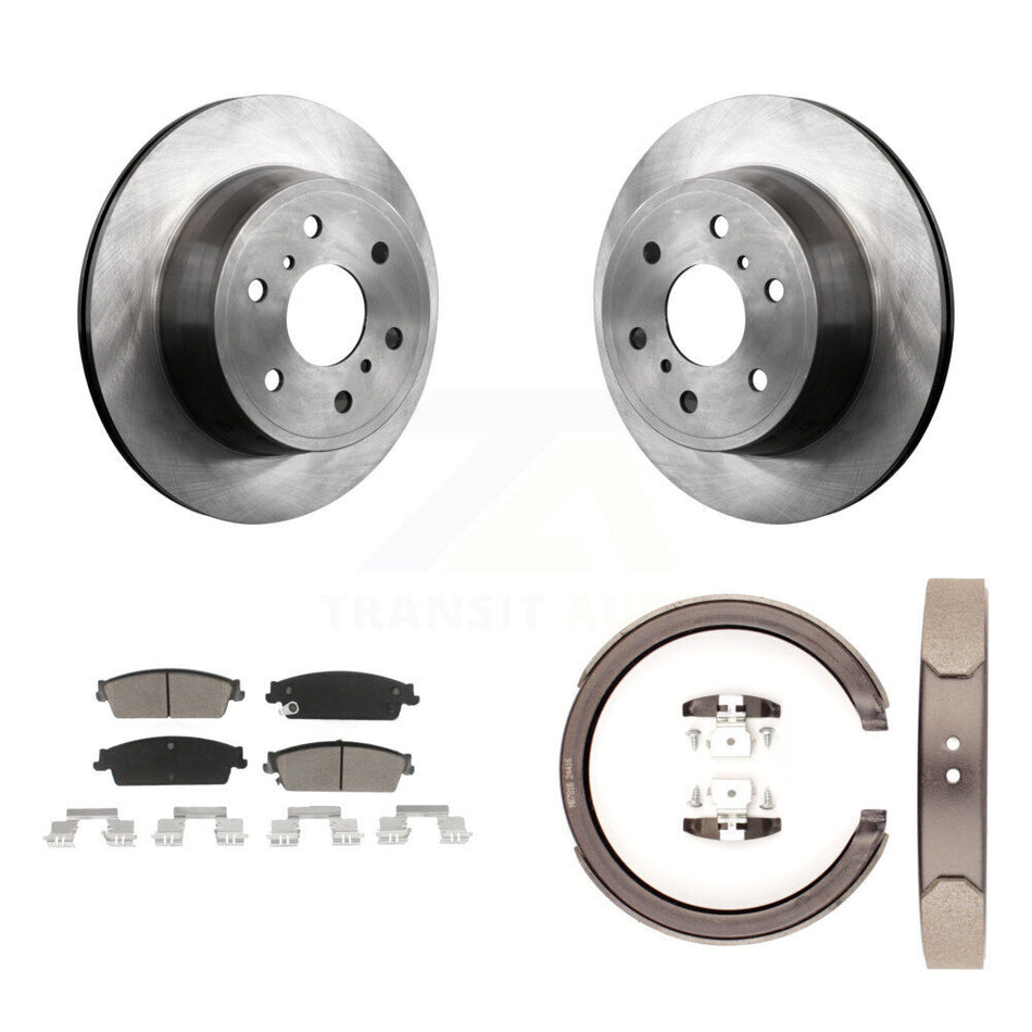 Rear Disc Rotors Ceramic Pads & Parking Shoes Kit For Chevrolet GMC Sierra 1500 Silverado K8C-104194