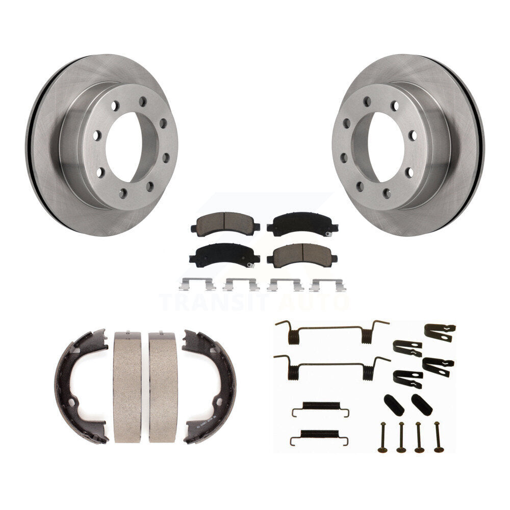 Rear Disc Rotors Ceramic Pads Parking Shoes & Hardware Kit For Chevrolet GMC Savana 2500 K8C-104200