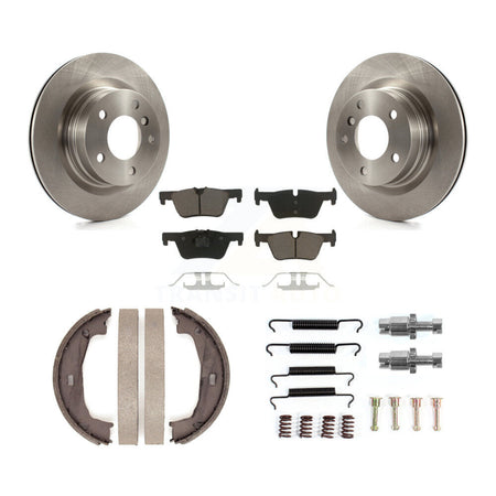Rear Disc Rotors Ceramic Pads Parking Brake Shoes And Hardware Kit For BMW 328i K8C-104242