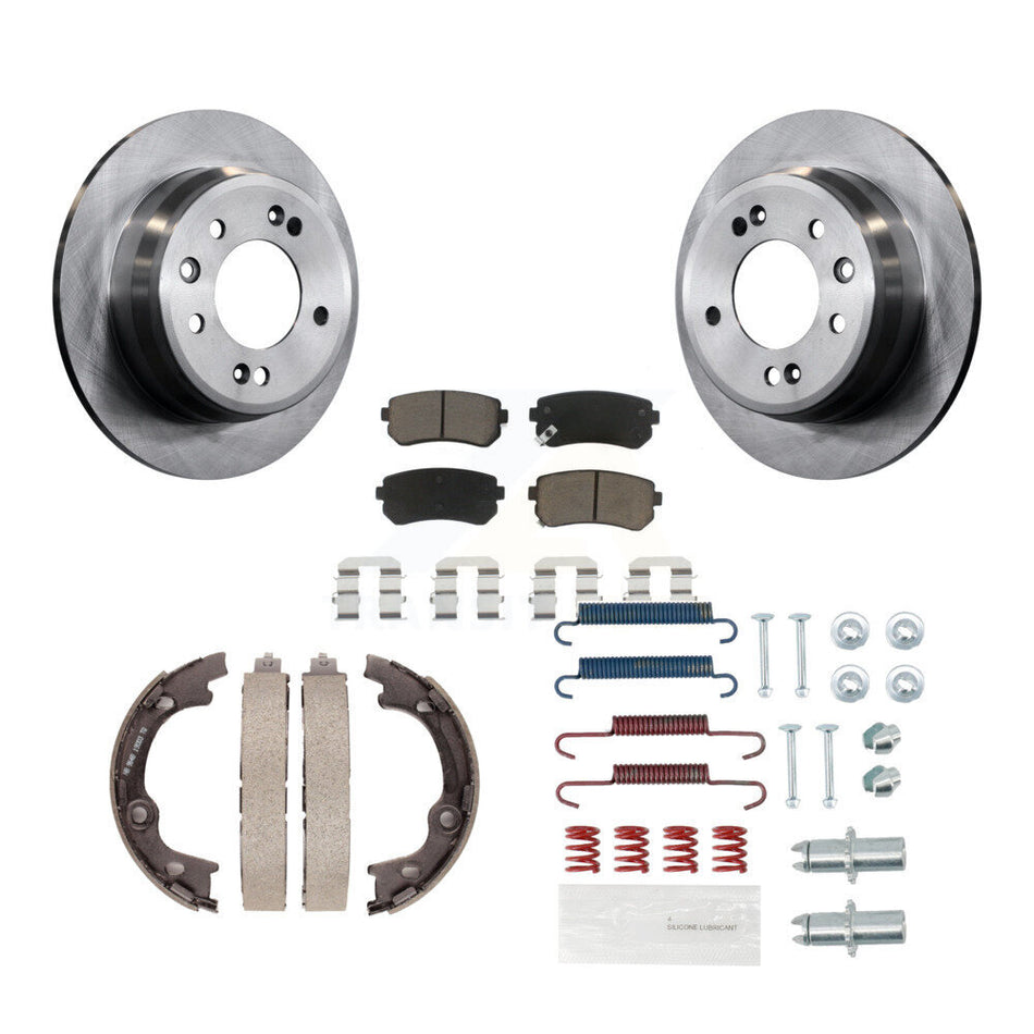 Rear Disc Rotors Ceramic Pads Parking Shoes Hardware Kit For 2010-2015 Hyundai Tucson FWD K8C-104258