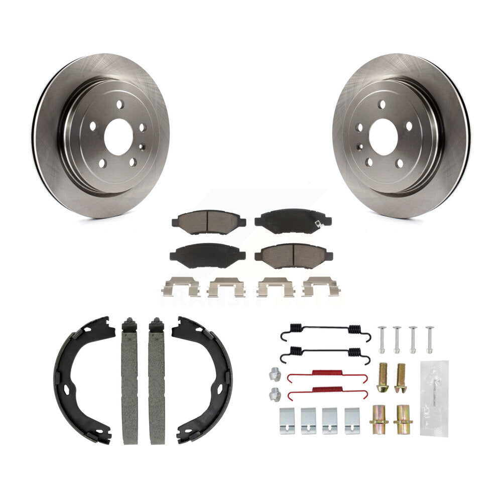Rear Disc Rotors Ceramic Pads Parking Brake Shoes And Hardware Kit For Cadillac CTS K8C-104269