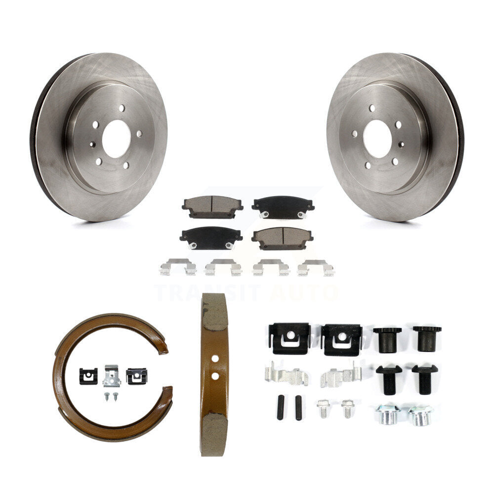 Rear Disc Rotors Ceramic Pads Parking Brake Shoes And Hardware Kit For Cadillac CTS STS K8C-104287