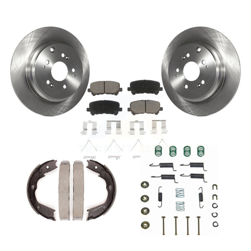 Rear Disc Rotors Ceramic Pads Parking Shoes & Hardware Kit For Honda Pilot Acura MDX ZDX K8C-104298