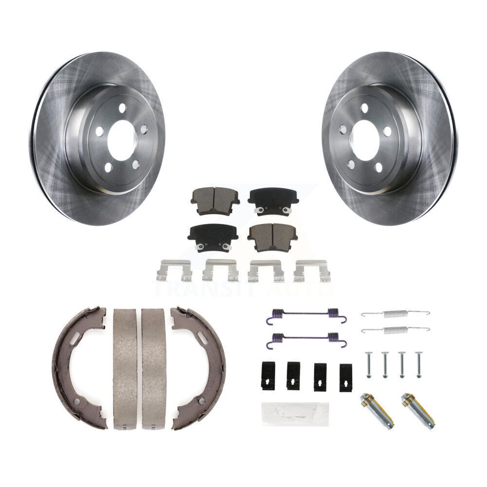 Rear Disc Rotors Ceramic Pads Parking Shoes & Hardware Kit For Dodge Chrysler 300 Charger K8C-104344